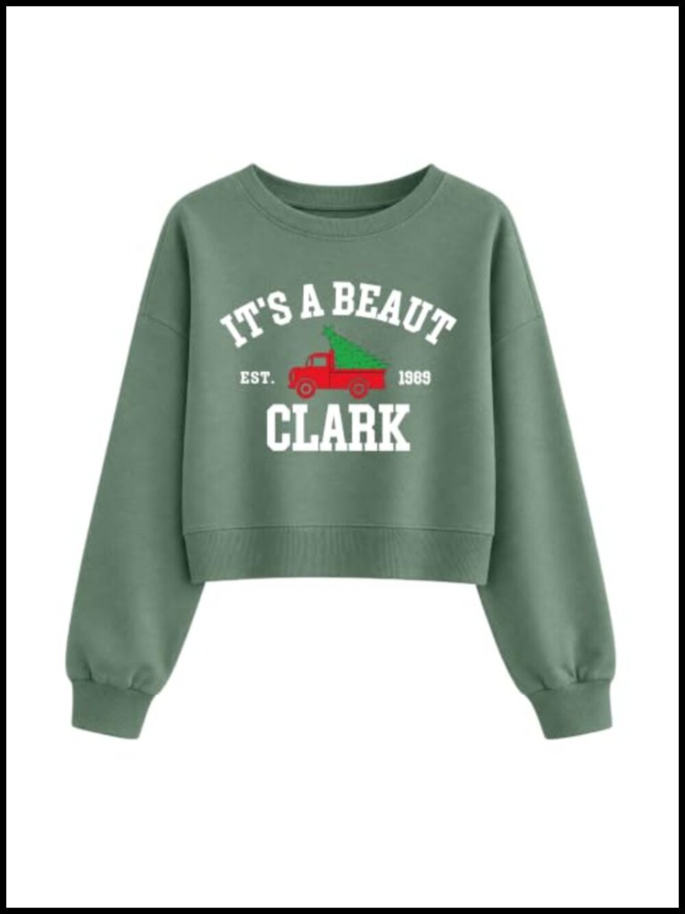 Christmas Cropped Sweatshirt Women Cotton Blend Crewneck Long Sleeve